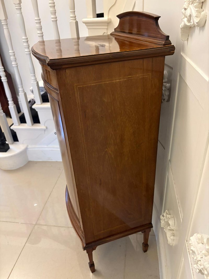 Superb Quality Antique Edwardian Mahogany Inlaid Bow Fronted Side Cabinet - Image 9